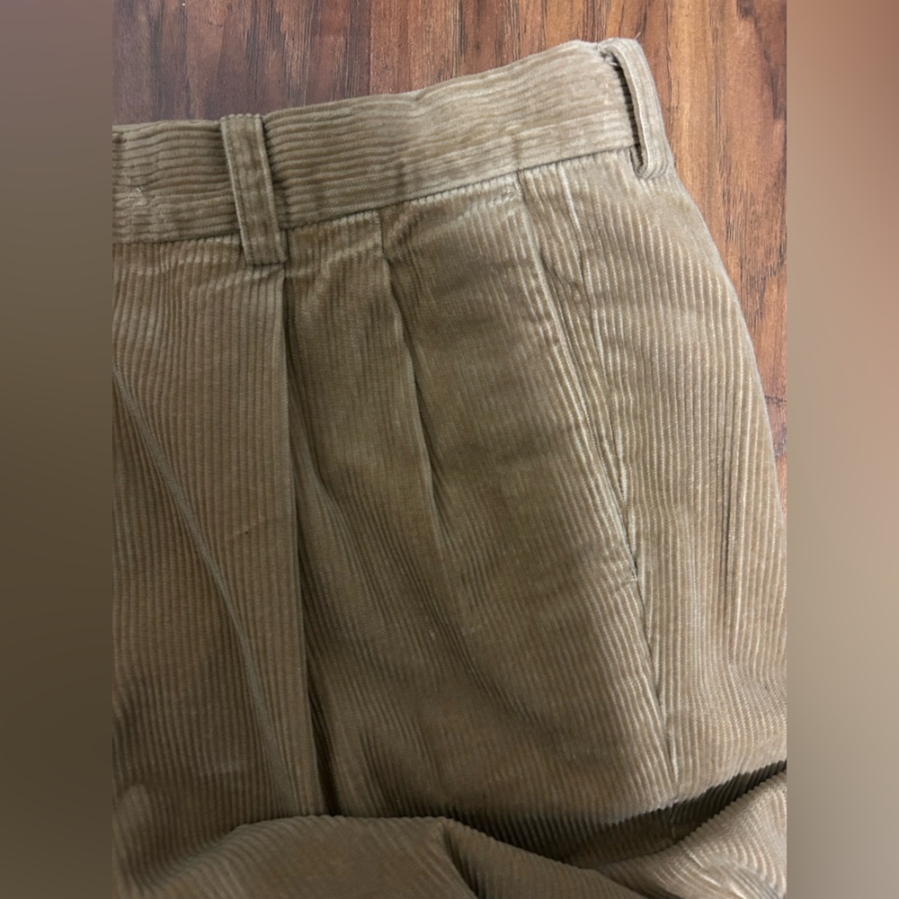 Men's Corduroy Pleated Front Trousers Tan Banana Republic Vintage - Picture 8 of 10